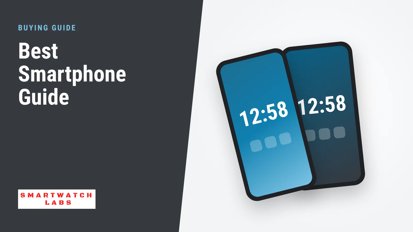 Two smartphones showing the time on their home screens